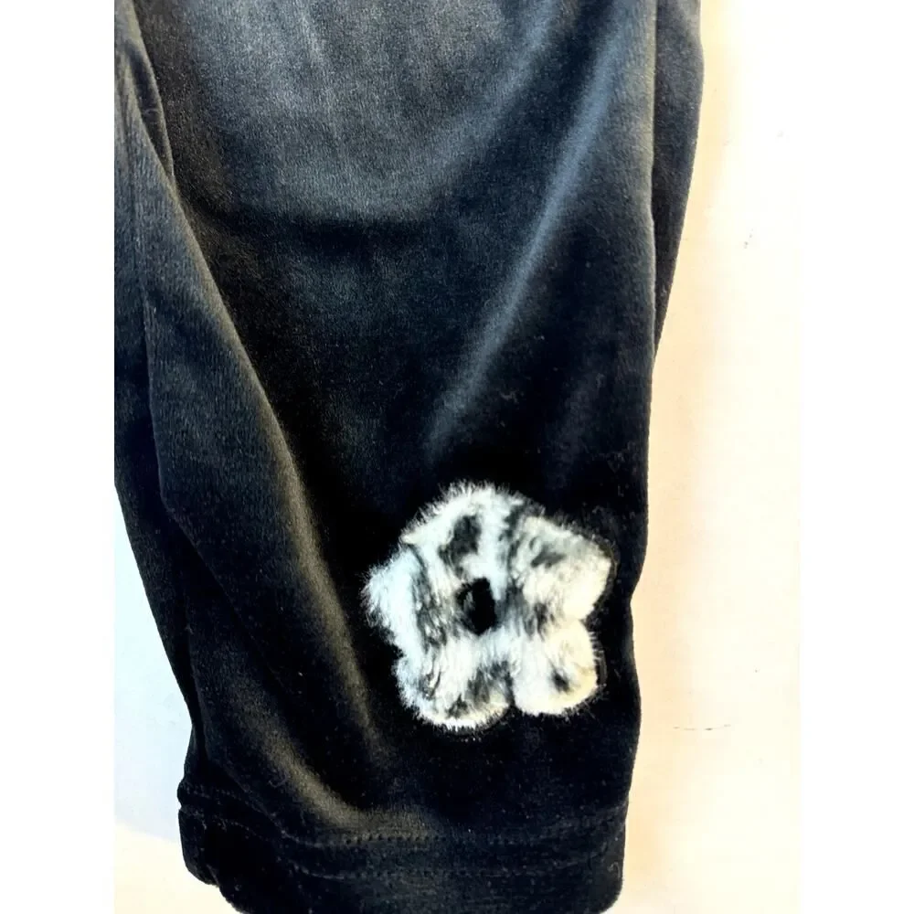 Vintage URit Y2K 2002 Crush Velvet Pants Set Floral Leopard - Girls Size 6